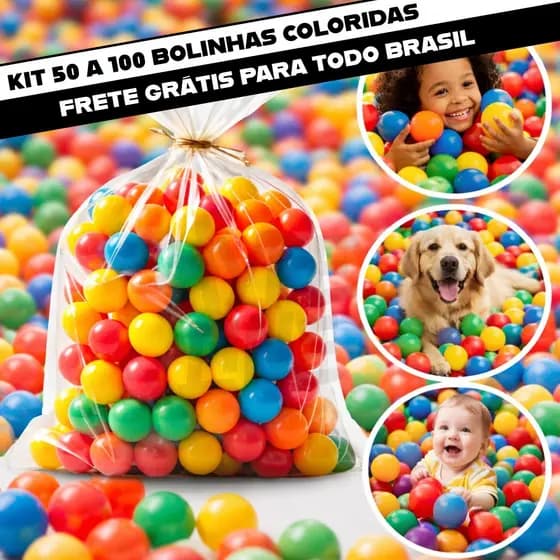 Kit Bolinhas Plásticas Coloridas Para Piscina Infantil 50 100 Resistente Não Amassam Criança