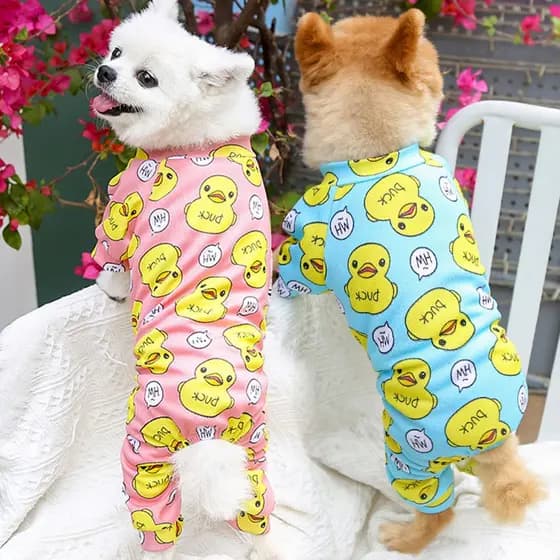 Pijamas Para Cachorros Animais De Estimação Fato De Pato Padrão Roupas Fofas Onesies