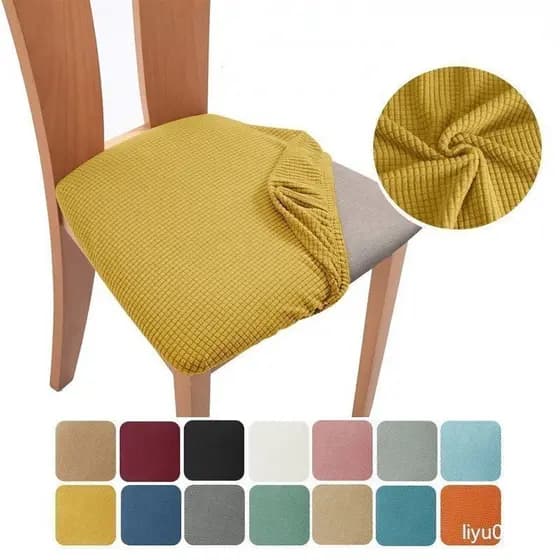 Tampa De Assento Da Cadeira Com Botões Elástica Removível Capa Jacquard Não-Slip Tampas De Jantar Móveis Protector Home