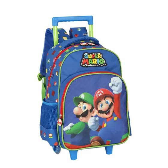 Mochila Rodinha Carrinho Super Mario Escolar Original Luxcel