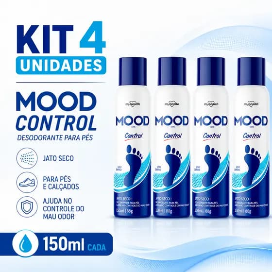 Kit 4 Desodorante Pes Masculino Mood 150ml Jato Seco Antiodor Frescor Duradouro