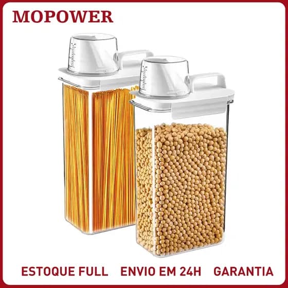 2.3L Airtight Food Organizer Jar with Measuring Cup and Double Silicone Seal for Kitchen Rice Grain Holder