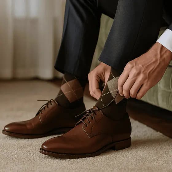 Kit com 4 ou 2 Meias Sociais Masculinas – Lisa ou xadrez, Elegantes e Confortáveis, em Algodão