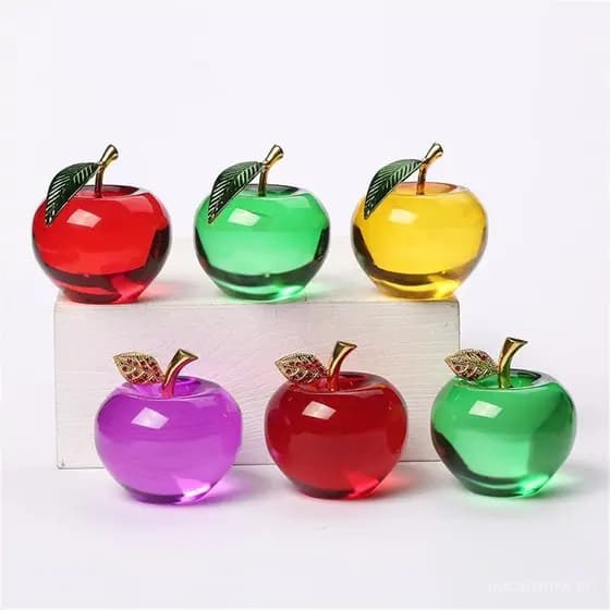 Estatueta De Maçã De 5cm , Frutas De Cristal , Colecionáveis , Maçãs , Arte , Ornamento , Decoração Para Casa , Escritór
