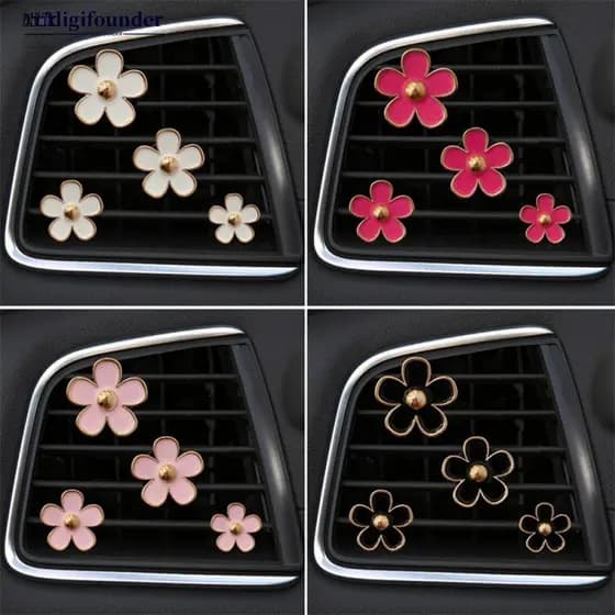 4pcs/conjunto Clipe de Perfume para Saída de Ar do Carro Aromatizador Fragrância de Ar Condicionado Pequena Margarida