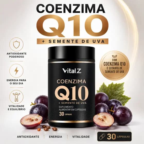 Coenzima Q10 + Semente de Uva Vital Z | Suplemento Alimentar em Cápsulas