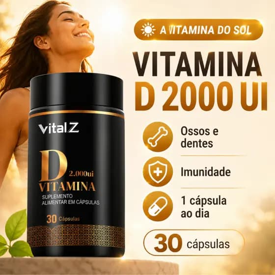Vitamina D 2000 UI Vital Z | Suplemento Alimentar em Cápsulas