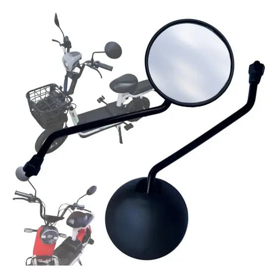 Par de Espelho Retrovisor Reposição Scooter Moto Elétrica Redondo Ajustável Rosca Direita 8mm