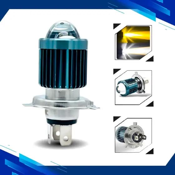 Lâmpada De Led H4 Moto Farol Alto Amarelo e Baixo Branco 6500k 1500 Lúmens OLHO DE PEIXE