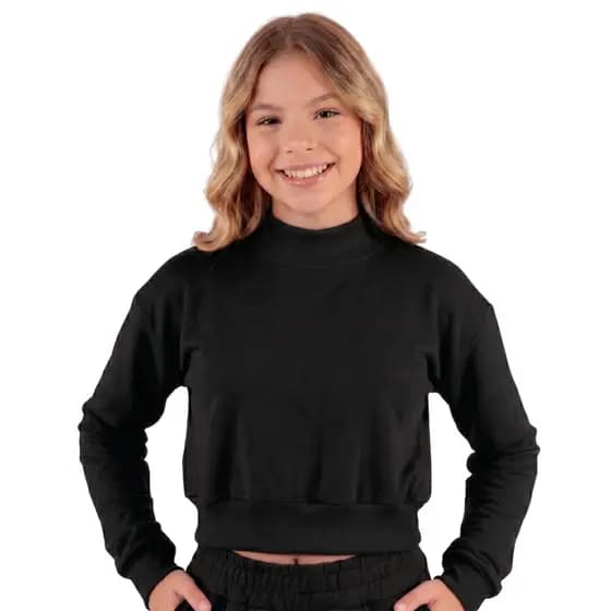 Cropped Moletom Gola Alta Juvenil Manga Longa