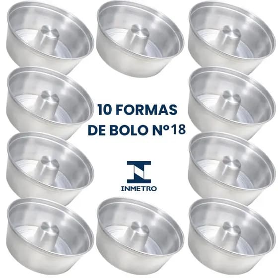 Forma de Bolo Caseiro 18cm – Alumínio Polido, Furo Central e Alta Resistência