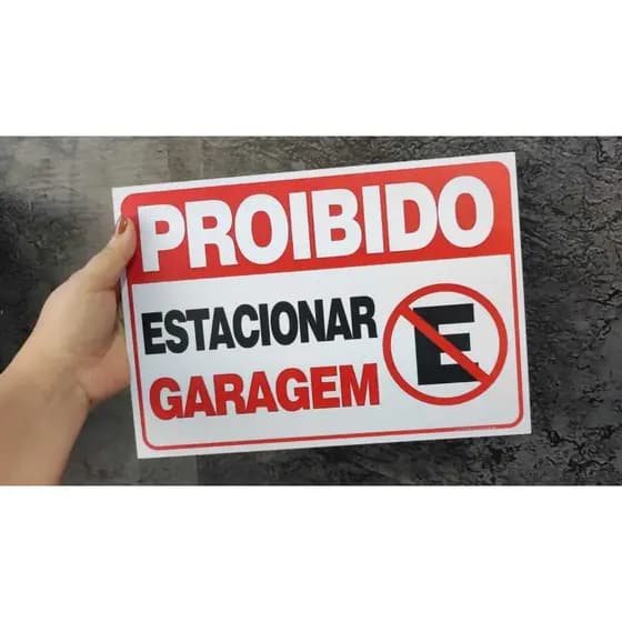 Placa Proibido Estacionar Garagem Placa de PVC