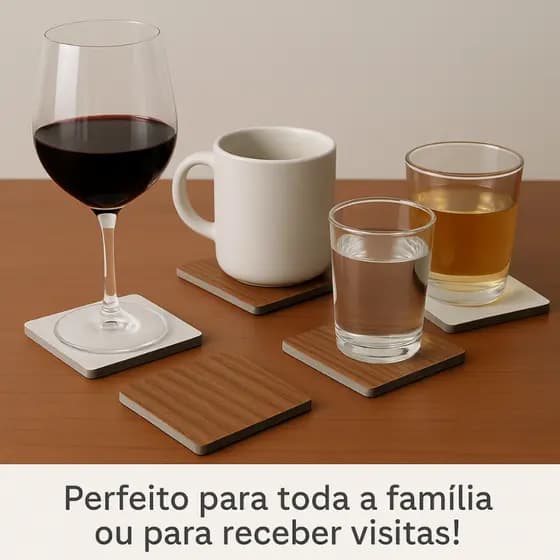 Kit Porta Copo Em MDF Qualidade Premium Não Absorve Líquidos
