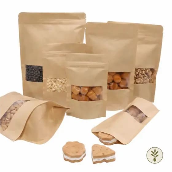 Saco Stand Up Pouch Kraft Com Visor - Envio Rápido