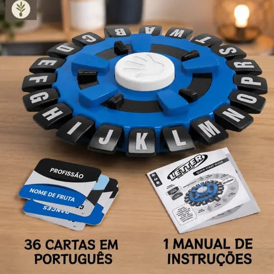 Jogo Tabuleiro Tapple, Letras com Temporizador Stop que Trava Divertido MEDIO 20cm, Versão Português