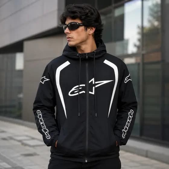 Jaqueta Corta Vento Masculina Estilo Motociclista Com capuz Ziper e Bolso Otima Qualidade