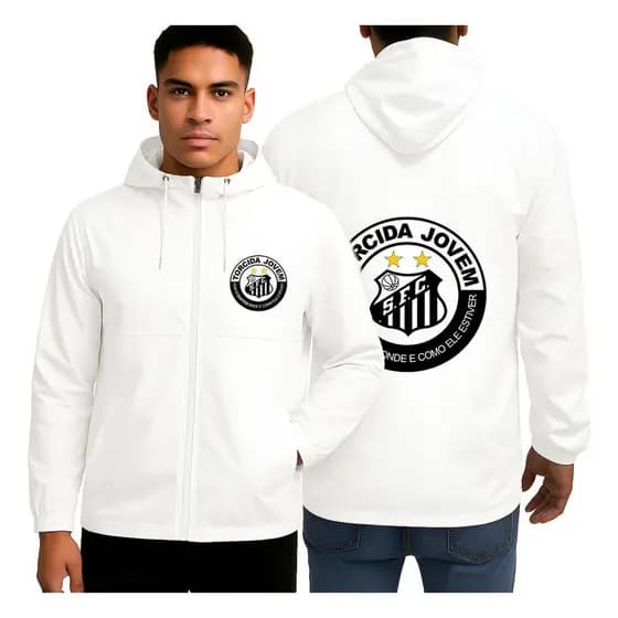 Corta Vento Impermeável Jaqueta Bomber Torcida Jovem Santos Time Toque Macio Leve Confortável Envio Rapido