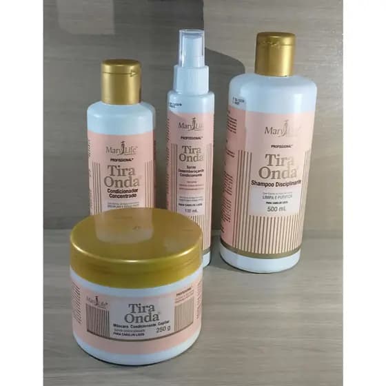 Kit Profissional Nutrição Tira Onda Mary Life Pós Química Hidratação Maciez e Brilho - 4 Itens