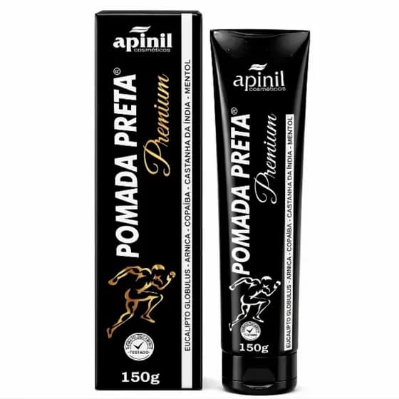 Pomada Preta Massageadora Premium Apinil 150g Relaxante Muscular Mentol Eucalipto Castanha da Índia