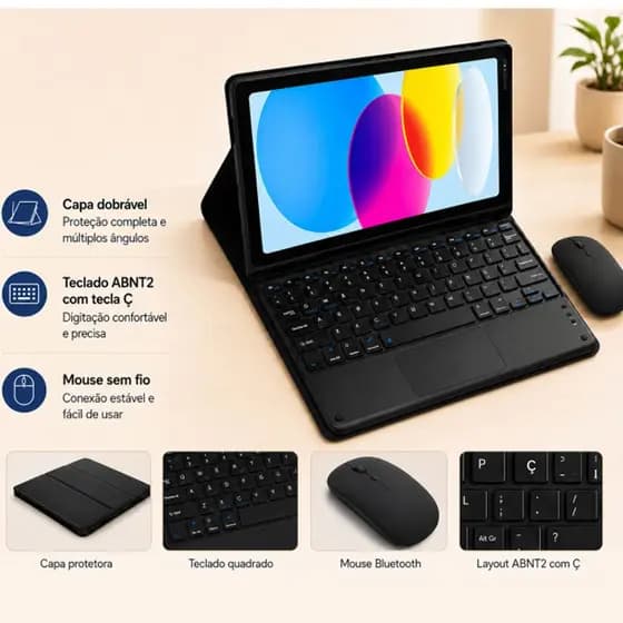 Capa dobrável Para Samsung S6 lite/A11 Plus/A9Plus 11"/S10FE/S9FE/S9/S8/S7 com ABNT2 Teclado sensível ao toque e Mouse