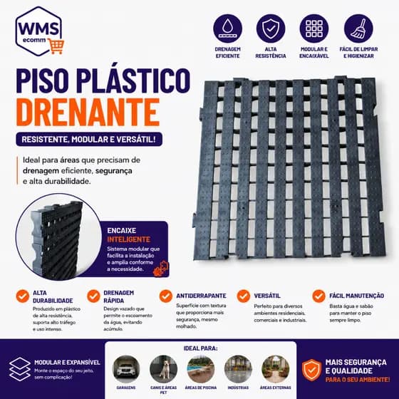 Estrado Plástico Drenante Modular para Estábulo, Palete , Chiqueiro e Canil | Piso Antiderrapante 1 METRO