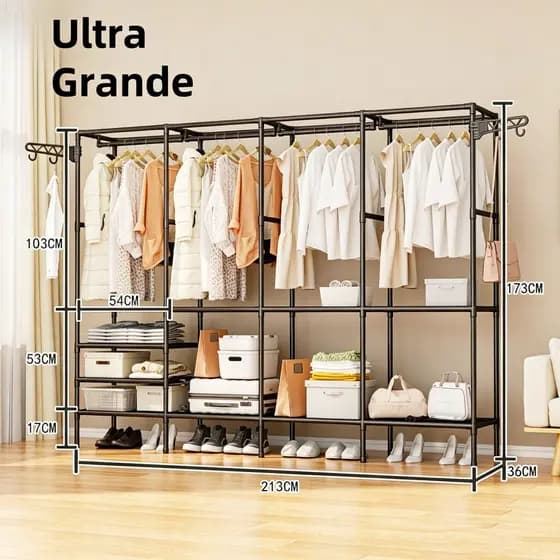 Roupeiro Guarda Roupa Portatil Cabideiro Arara Para Roupa Sapateira Organizador Multiuso Armário