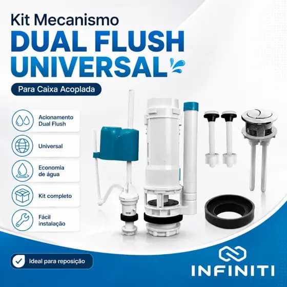 Kit Mecanismo Dual Flush Universal INFINITI Para Caixa Acoplada