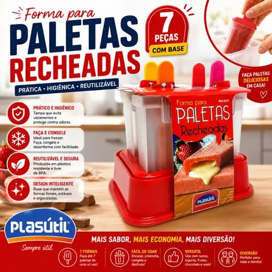 Forma De Sorvete Picolé Paleta Mexicana Recheada Plasútil