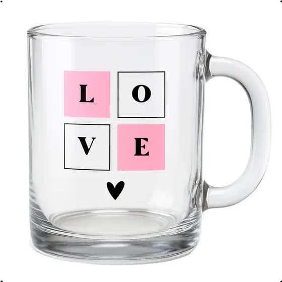 Caneca de Vidro Reta Amor 350ml