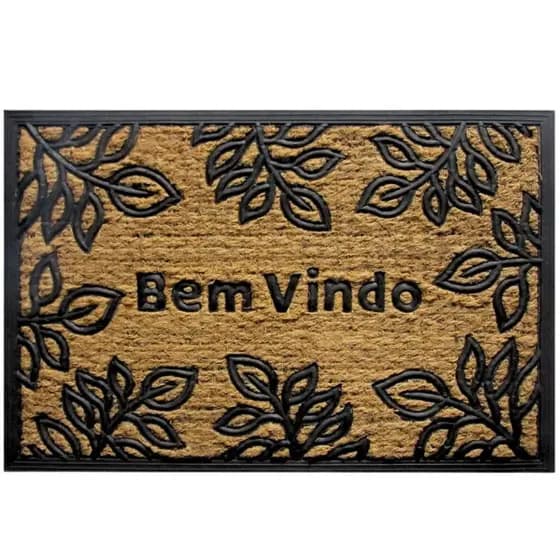 Tapete Capacho Folhas 40x60 Porta Entrada Antiderrapante Emborrachado Escritório Casa Moderno