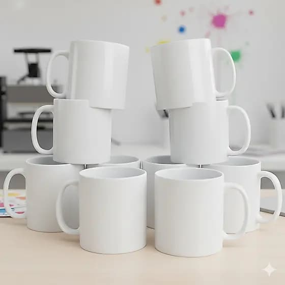 8 Canecas de Polímero Branca 325ml para Sublimação – Alta Qualidade