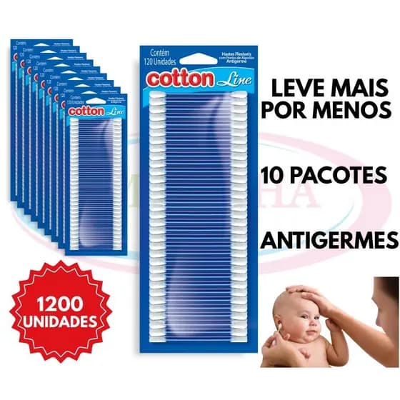 Haste Flexível Cotton Blister – Pontas Macias e Fixas | Kit Econômico 1200 unidades