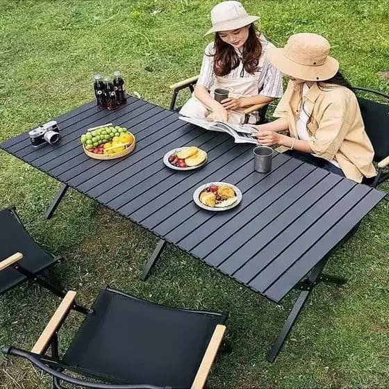 Mesa dobrável para rolinho primavera, ideal para camping, acampamento de carro e piqueniques.