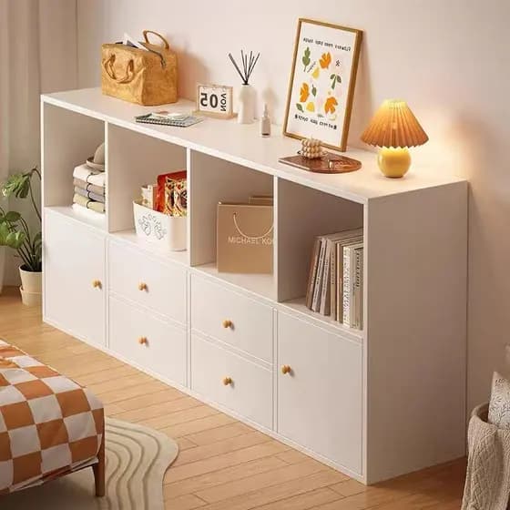 Armário de arrumação multifuncional para quarto e sala de estar, estante para livros.