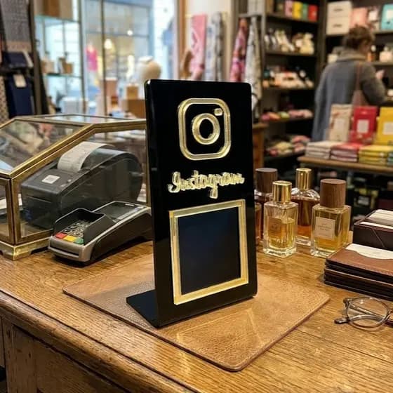 Placa Redes Sociais Whatsapp Instagram Pix QR Code Display de Mesa Acrílico Loja
