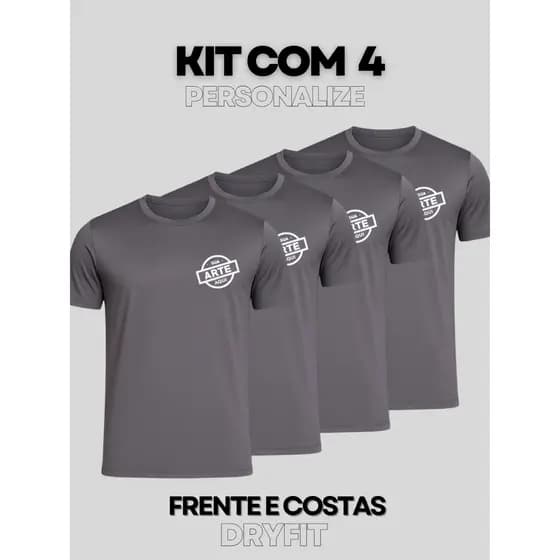 Kit 4 Camiseta Treino Personalizada Dry Fit Empresa Sua Arte Seu Logo Treino Academia 2