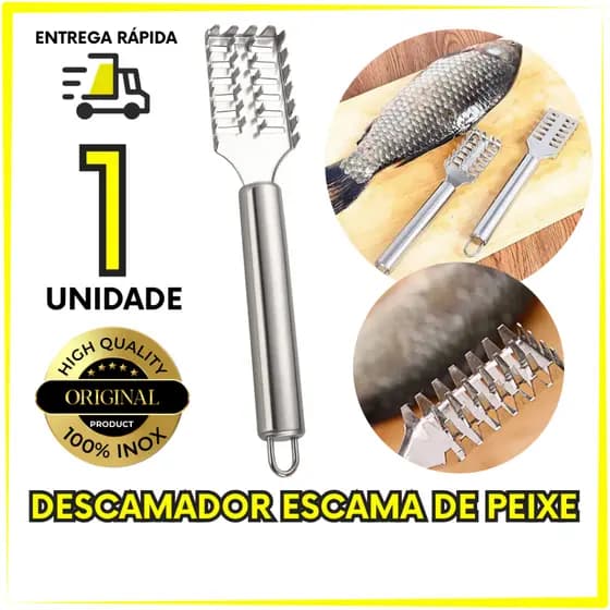 Descamador Escamador de Peixe Manual Inox Profissional Removedor de Escamas Fácil Limpeza