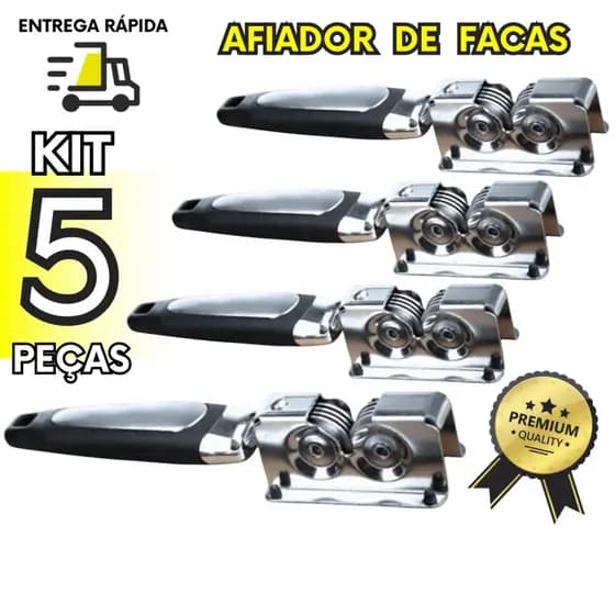 Kit 5 Amolador Afiador Profissional Cozinha Churrasco Inox Ferramenta Essencial Facas Canivetes