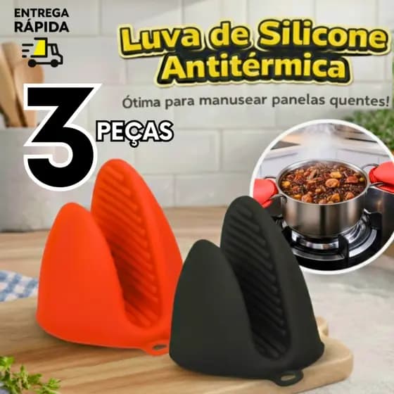 3, 2 ou 1 Luva de Silicone Bico de Pato Térmica Anticalor para Forno Panela Travessa Airfryer