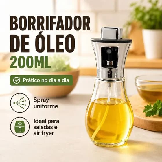 Borrifador Spray Azeite Galheteiro Óleo Vinagre Vidro 200ml Dosador Pulverizador Cozinha