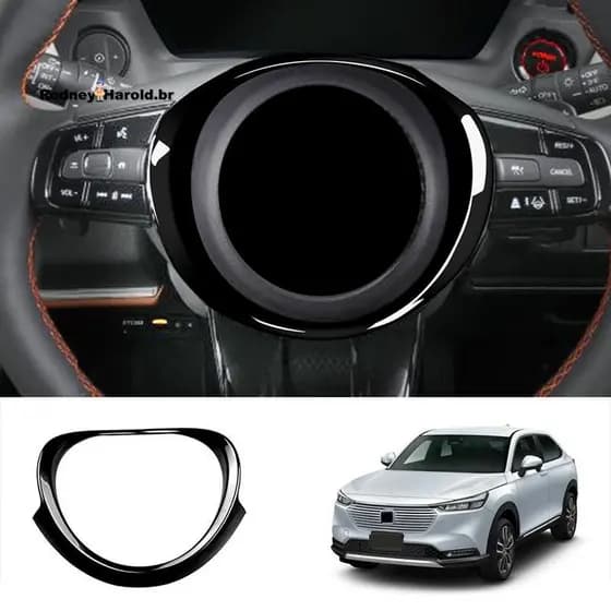 🎀Para Vezel-V 2021 2022 Interior Do Carro Volante Anel Painel Capa Guarnição Decoração Quadro Preto Br