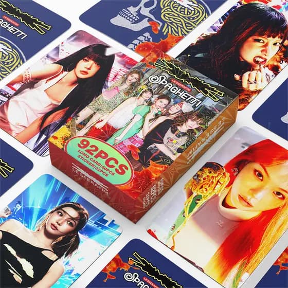 92 P莽s/Caixa LE SSERAFIM Photocards SPAGHETTI KPOP LOMO Cart茫o De Cole莽茫o De Adesivos
