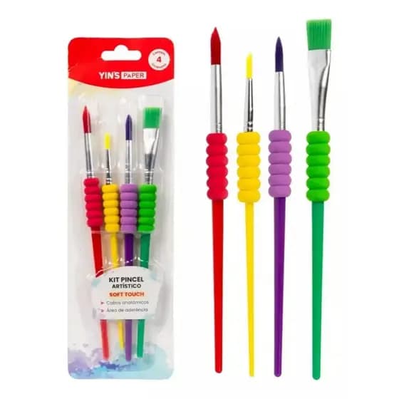 Kit Pincel Artístico Soft Touch 4 Unidades KIT C/4 pinceis Yins Paper