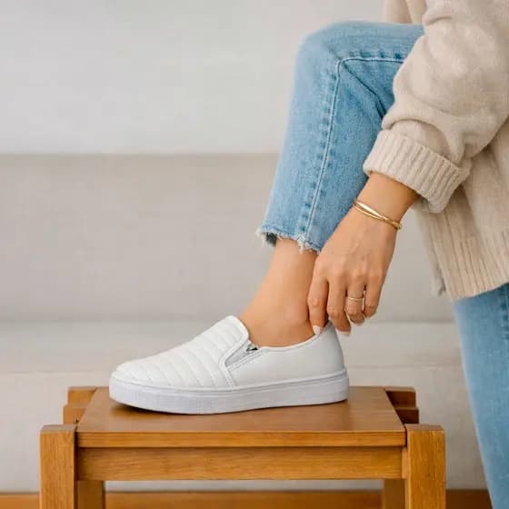 Tênis Slip On Feminino Macio Casual Iate Calce Fácil Confortável Promoção Confort Dia a Dia