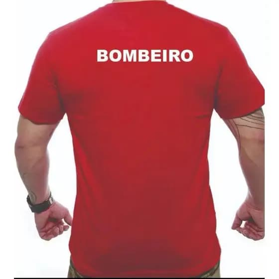 BOMBEIRO CAMISETA PARA BOMBEIRO LOGO ATRAS BRASAO NA FRENTE ENTREGA IMEDIATA ALGODAO VERMELHO ESTAMPA ALTA QUALIDADE DTF