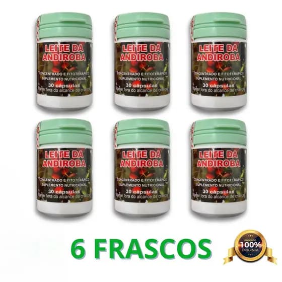 Kit com 6 Unidades Leite Da Andiroba Concentrado Suplemento Original 30 Cápsulas