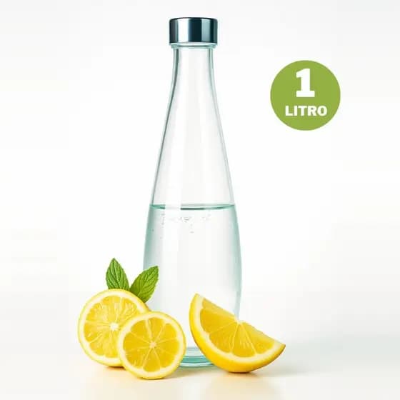 Garrafa de Vidro 1 Litro Tampa Inox Para Água Suco Chá Geladeira Jarra Fechamento Hermético
