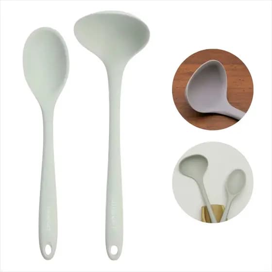 Kit Colher Arroz e Concha Silicone Resistente ao Calor Antiaderente Cozinha