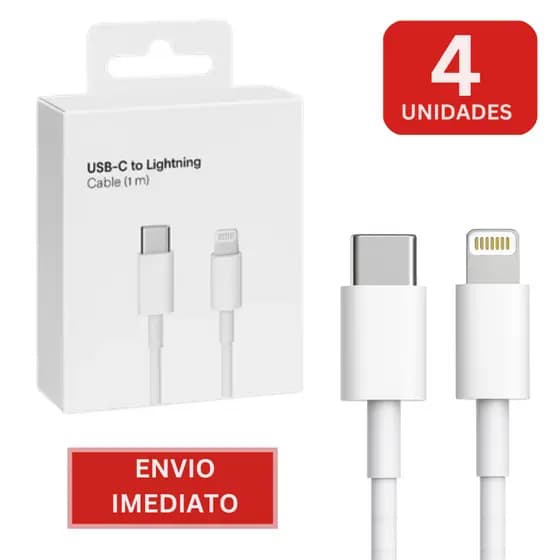 Kit 4 Cabos de Iphone Turbo 7 8 X Xr Xs 11 12 13 14 Pro Max 1 Metro Lightning