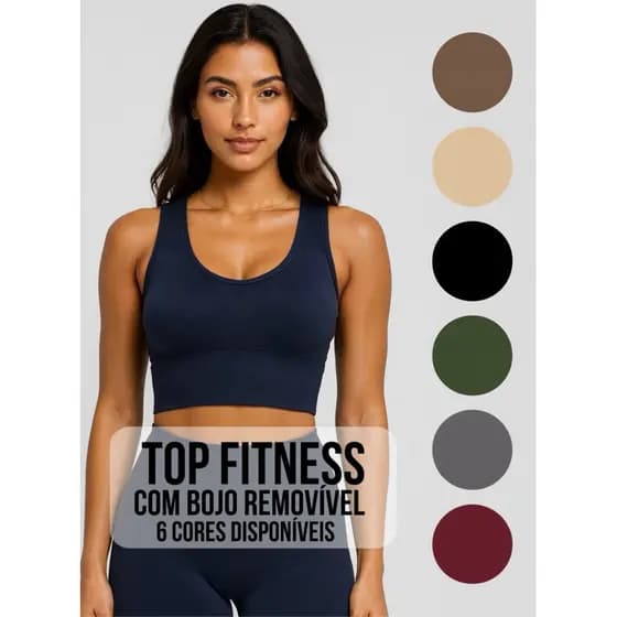 TOP FITNESS FEMININO COM BOJO REMOVIVEL COSTA NADADOR - SUSTENTO SEM APERTAR